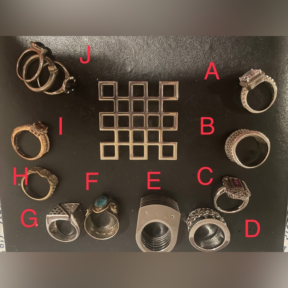 Various silver rings please select letter - sold individually- size 5